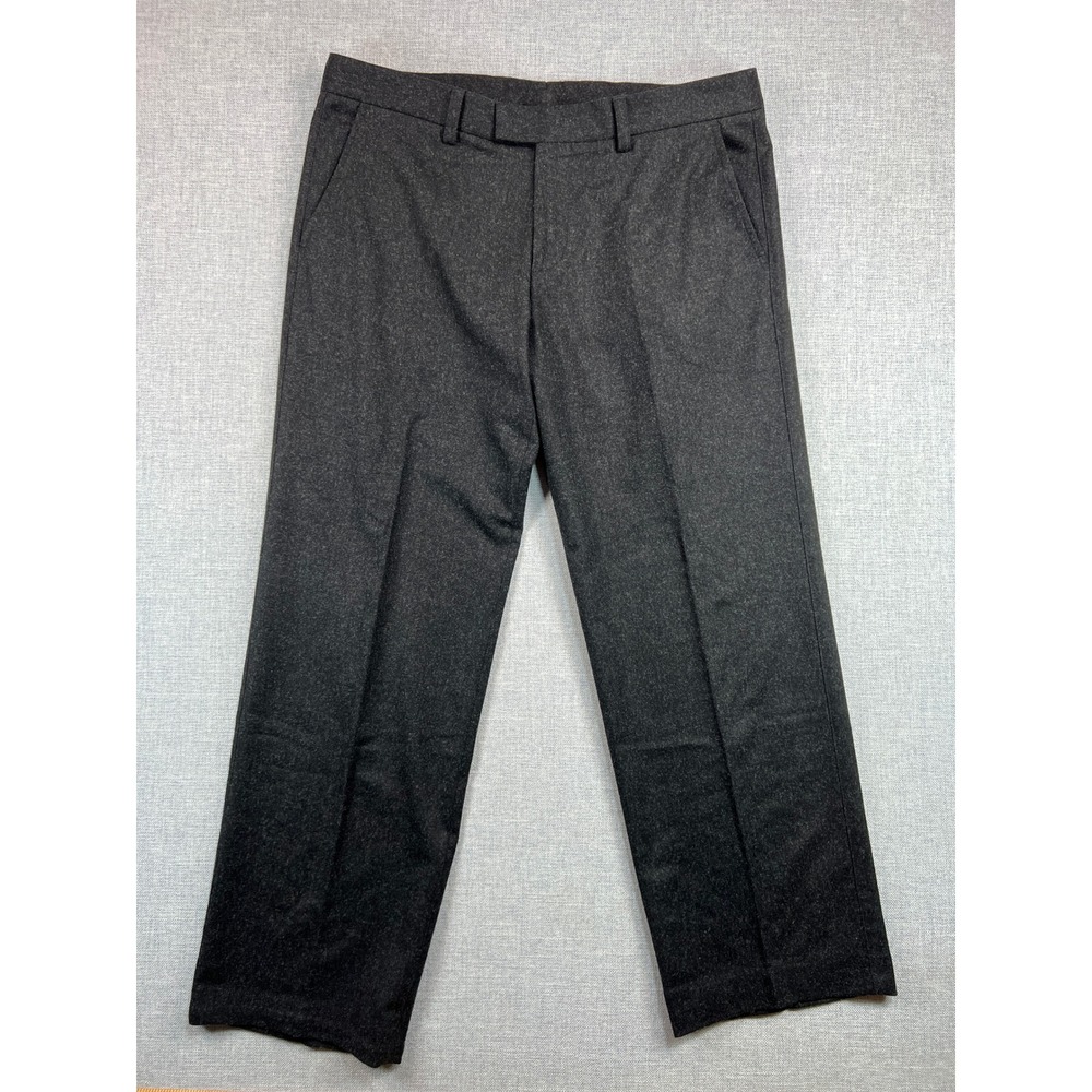 Hugo Boss Gordon‎ Wool Dress Trousers Men 38x31/32* Flat Front Dark Charcoal NEW